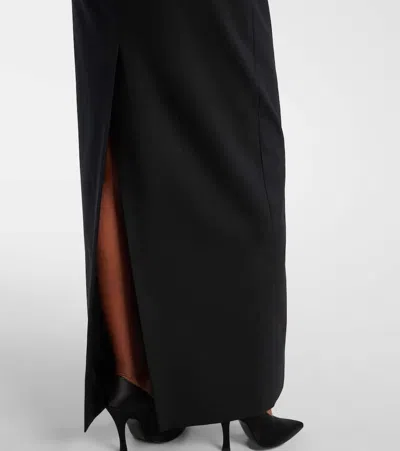 Nina Ricci Satin-panelled Open-back Maxi Dress In Black