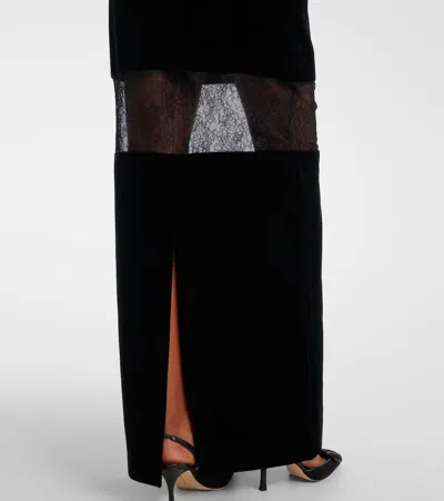 Nina Ricci Velvet Lace-insert Dress In Black