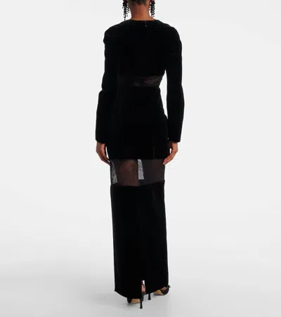 Nina Ricci Velvet Lace-insert Dress In Black