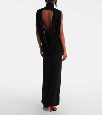 Nina Ricci Draped High-neck Maxi Dress In Black