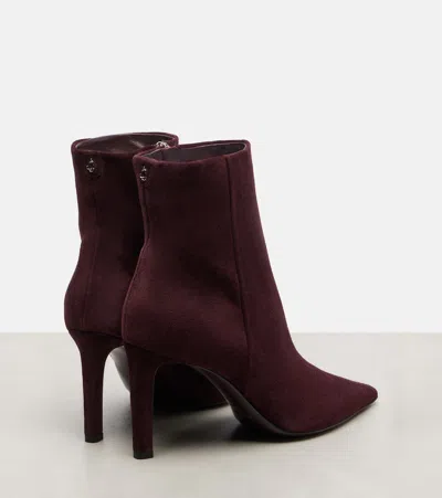 Jimmy Choo Frankie 85 Suede Ankle Boots In Burgundy