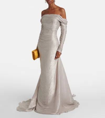 Marmar Halim Ruched Gown In Gray