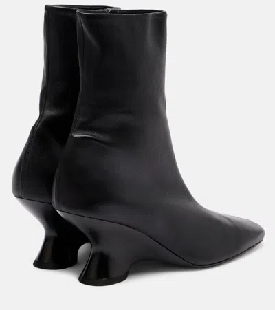 Dries Van Noten Pointed Toe Ankle Boots With Sculptural Heel In Black