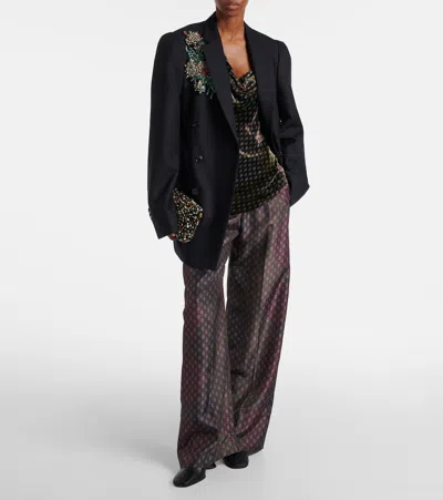 Dries Van Noten Pointed Toe Ankle Boots With Sculptural Heel In Black