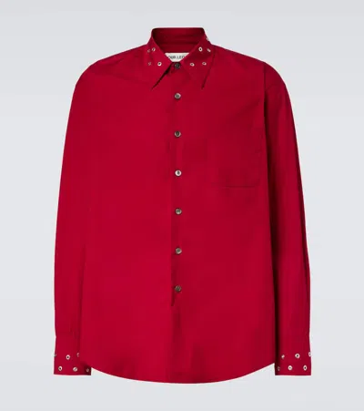 Our Legacy Above Grommet Detail Cotton Poplin Button-up Shirt In Red