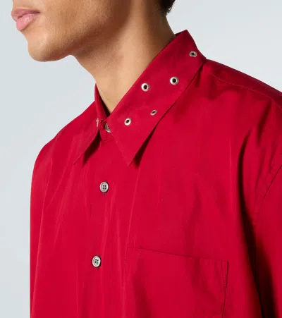 Our Legacy Above Grommet Detail Cotton Poplin Button-up Shirt In Red