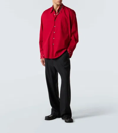 Our Legacy Above Grommet Detail Cotton Poplin Button-up Shirt In Red