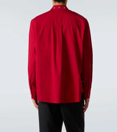 Our Legacy Above Grommet Detail Cotton Poplin Button-up Shirt In Red