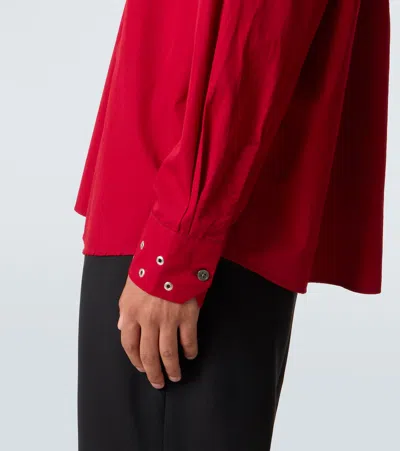 Our Legacy Above Grommet Detail Cotton Poplin Button-up Shirt In Red