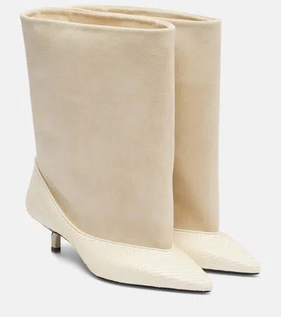 Jacquemus Tourni Leather And Suede Ankle Boots In Brown
