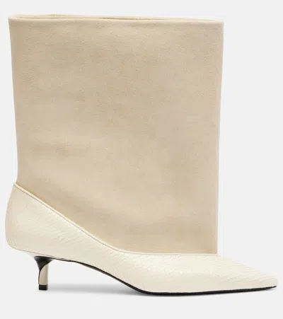 Jacquemus Tourni Leather And Suede Ankle Boots In Brown