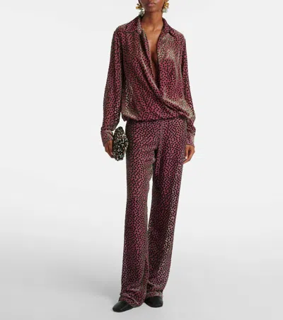 Dries Van Noten Pink Polka Dot Silk Blend Shirt Women In Pink