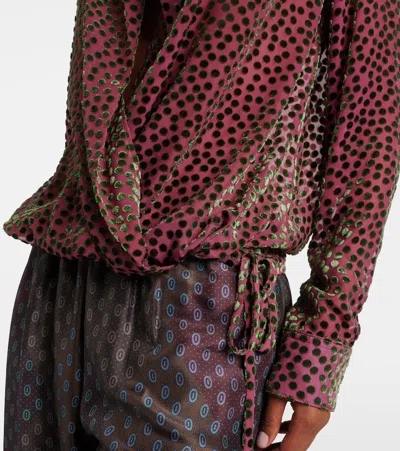 Dries Van Noten Pink Polka Dot Silk Blend Shirt Women In Pink