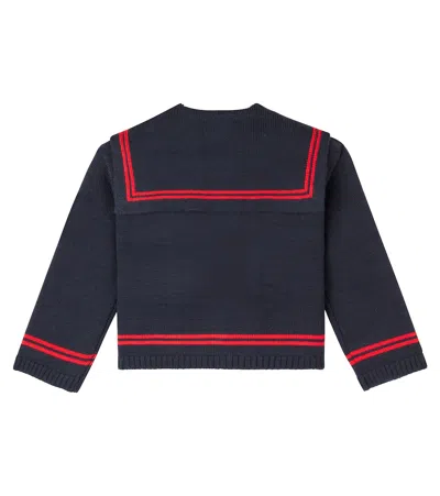 Tinycottons Tiny Striped Wool-blend Cardigan In Blue