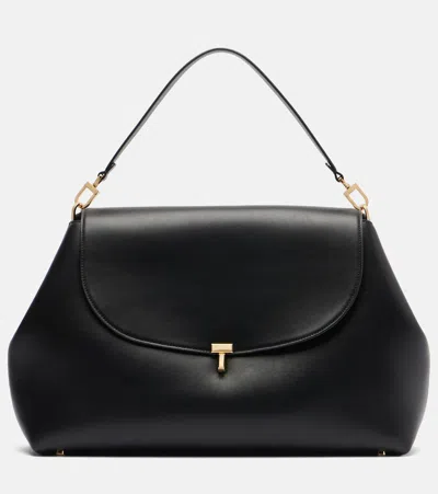 Totême T-lock Foldover Top Shoulder Bag In Black