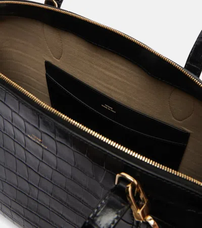 Totême Toteme Lounge Medium Crocodile-effect Leather Top Handle Bag In Black