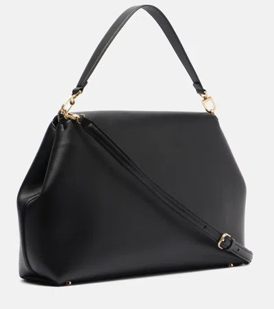 Totême T-lock Foldover Top Shoulder Bag In Black