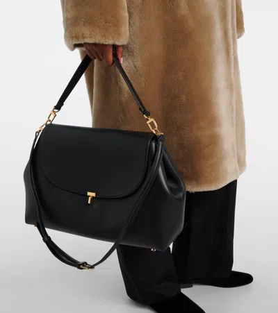 Totême T-lock Foldover Top Shoulder Bag In Black