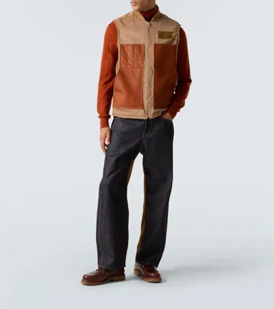 皮革边饰棉质与羊毛背心