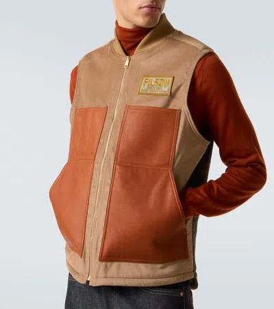 皮革边饰棉质与羊毛背心