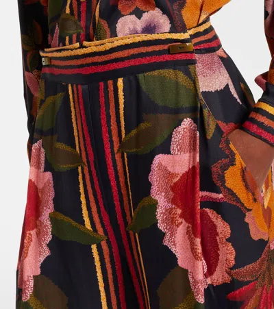 Farm Rio Wrap-effect Pleated Floral-print Twill Wide-leg Pants In Multi