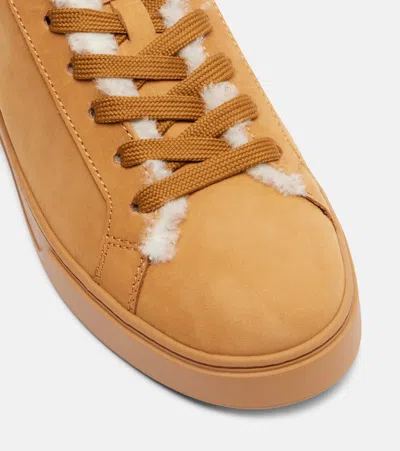 Tod's Classic Shearling-lined Suede Sneakers In Brown