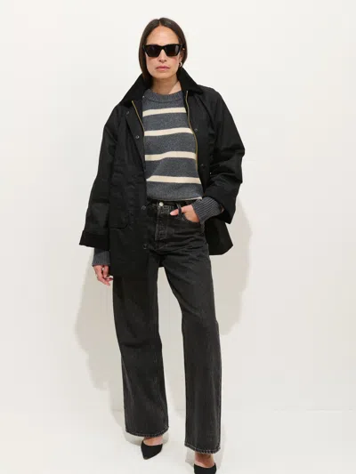 Alex Mill Nottinghill Stripe Merino Wool Blend Sweater In Gray