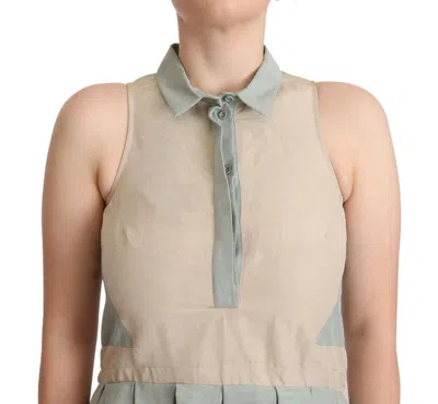 Comeforbreakfast Multicolor Collared Sleeveless Sheath Dress In Blue