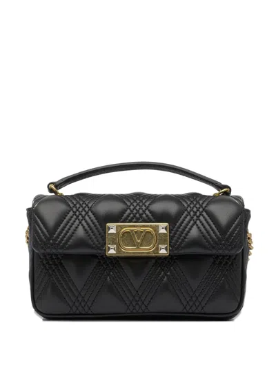 Valentino Rockstud Leather Shoulder Bag In Black