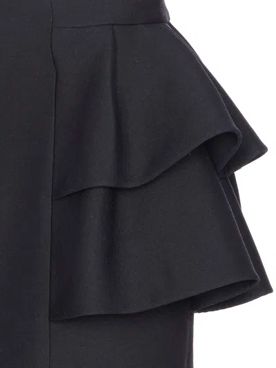 Valentino Black Skirt With Ruffles On The Sides In Black