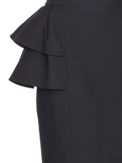 Valentino Black Skirt With Ruffles On The Sides In Black
