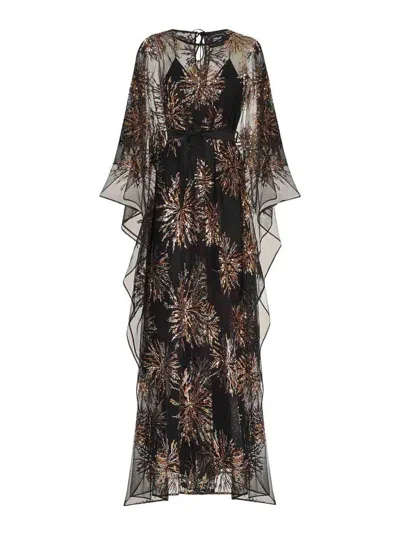 Taller Marmo Sunburst Long Sleeve Kaftan With Sequin Embellishment In Black