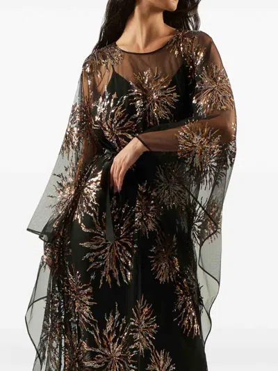 Taller Marmo Sunburst Long Sleeve Kaftan With Sequin Embellishment In Black