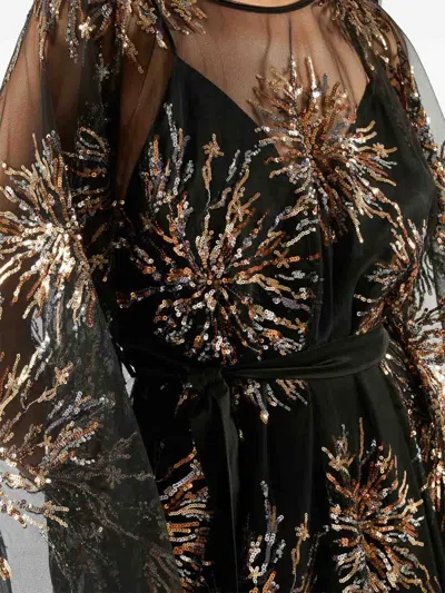 Taller Marmo Sunburst Long Sleeve Kaftan With Sequin Embellishment In Black