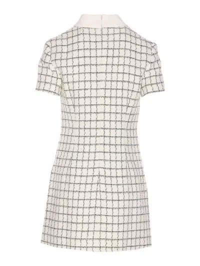 Self-portrait Checked Boucle Mini Dress In White