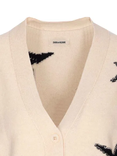 Zadig & Voltaire Womens Ecru Mirkaz Star-motif Cashmere Cardigan In Neutral