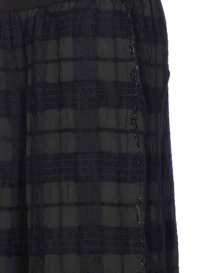 Uma Wang Flared Trousers With Sheer Overlay And Textured Fabric In Black