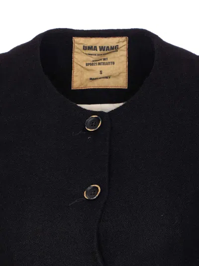 Uma Wang Distressed Frayed Hem Jacket With Front Pockets In Black