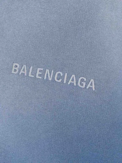 Balenciaga Distressed Logo Zip-up Sweatshirt In Blue
