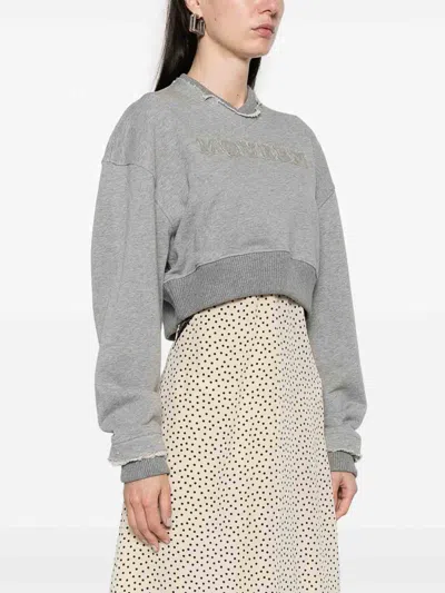 Alexander Mcqueen Alexander Mc Queen Logo Cotton Cropped Sweatshirt In Gray
