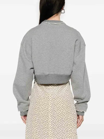 Alexander Mcqueen Alexander Mc Queen Logo Cotton Cropped Sweatshirt In Gray