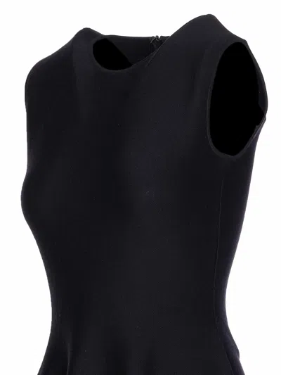 Alexander Mcqueen Lace-trim Asymmetric Dress In Black