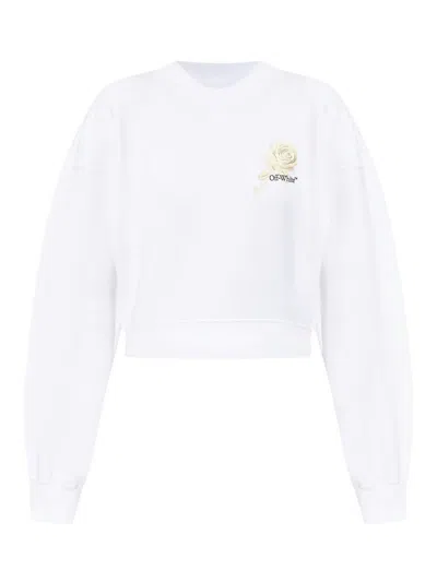 Off-white Roses Arrows Cropped Sweatshirt In White