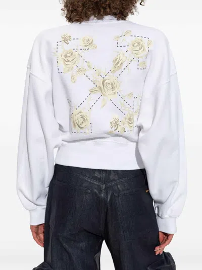 Off-white Roses Arrows Cropped Sweatshirt In White