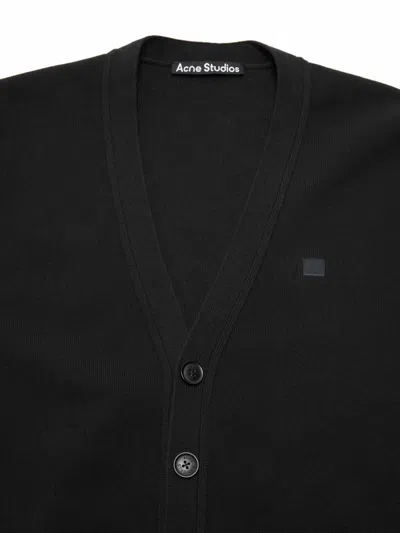 Acne Studios Face-patch Wool Cardigan In Black