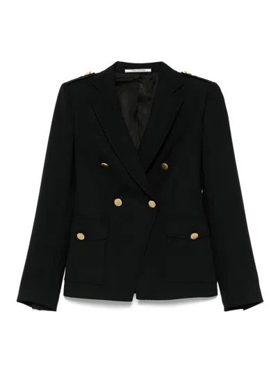 Tagliatore Wool Double-breasted Jacket Featuring Back Vent In Black