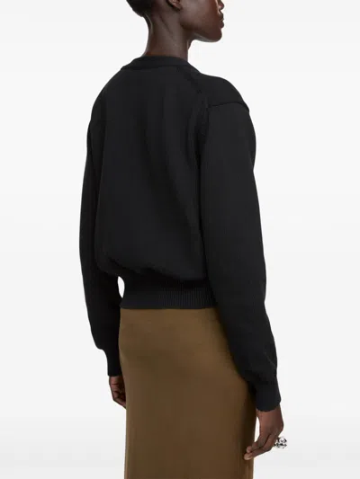 Acne Studios Face-patch Wool Cardigan In Black