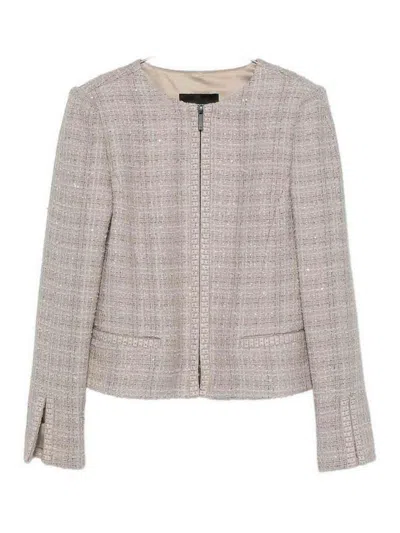 Emporio Armani Wool Blend Blazer Jacket In Neutral