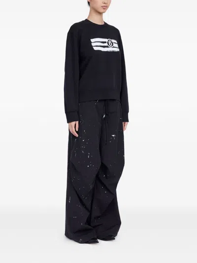 Mm6 Maison Margiela Oversized Cotton-jersey Sweatshirt In Black