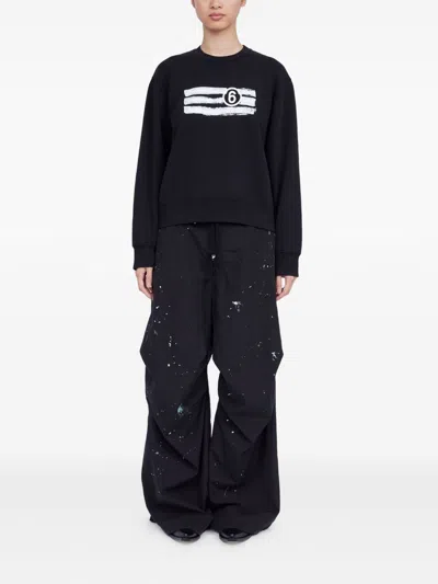 Mm6 Maison Margiela Oversized Cotton-jersey Sweatshirt In Black